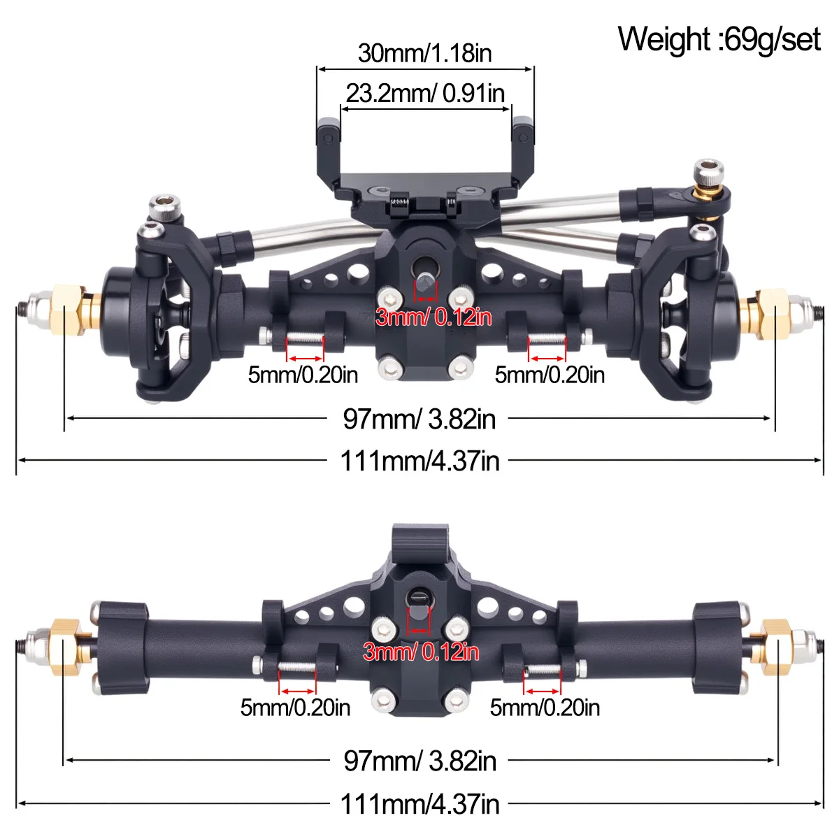Plastic SCX24 Front Rear Axle  - Rc Hobby Factory 评论和价格